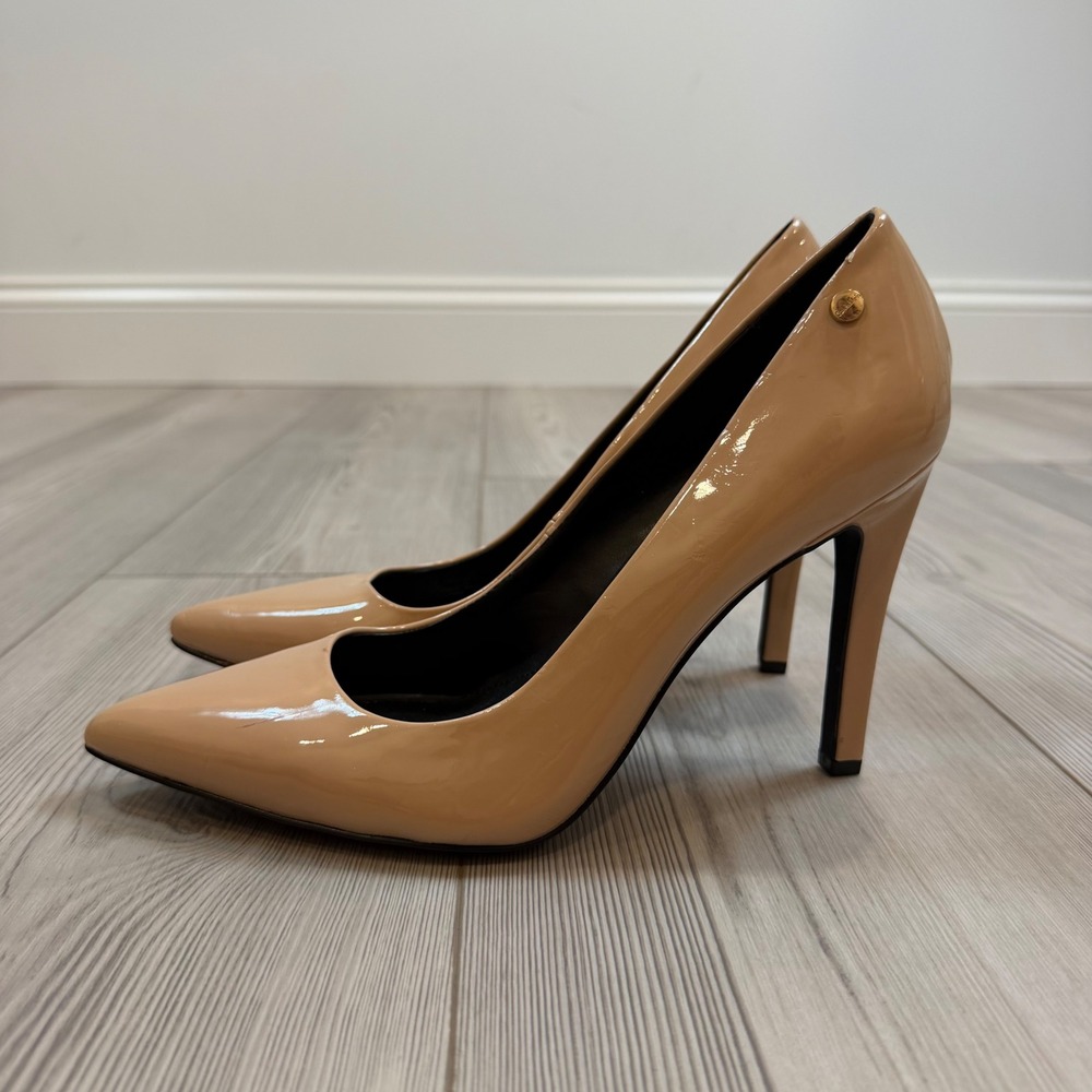 Calvin Klein Brady Nude Patent Pointed Toe Stiletto Pumps Size 9.5